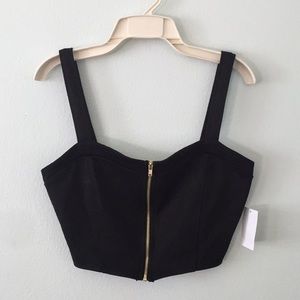 Brand new black zip up crop top